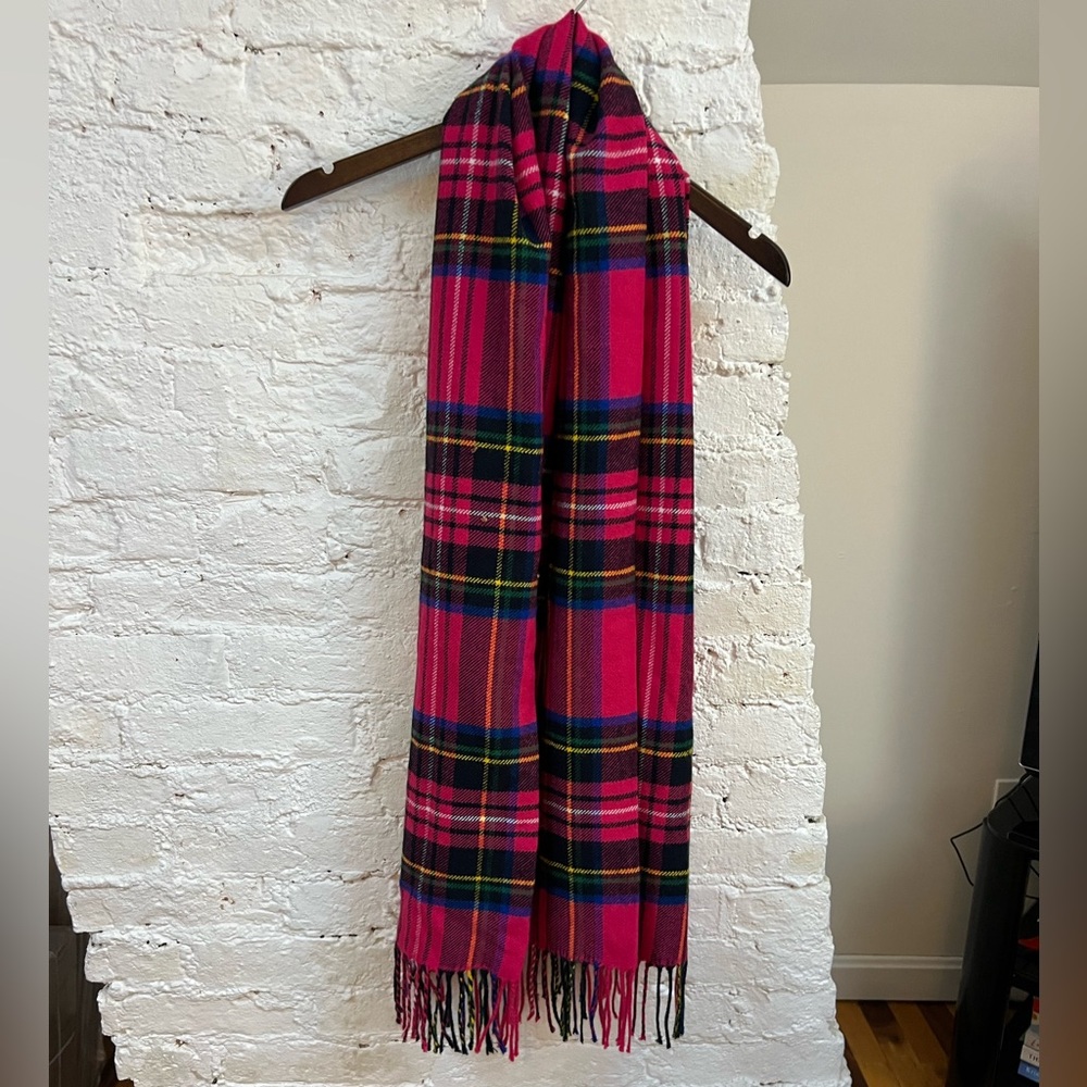 Abercrombie & Fitch Pink Tartan Fringe Scarf